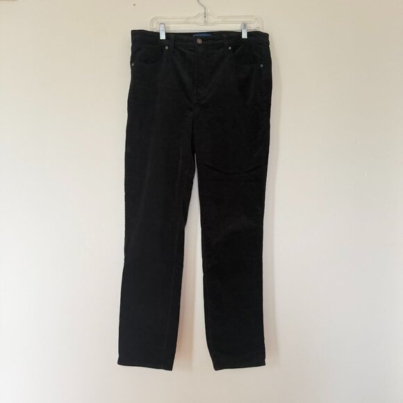 Talbots Black Pants Corduroy Size 12 High Waist Straight Leg - Picture 1 of 9